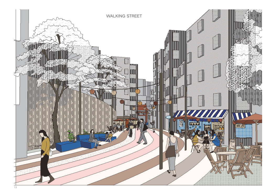 Colour-led walking street proposal for Shenzhen